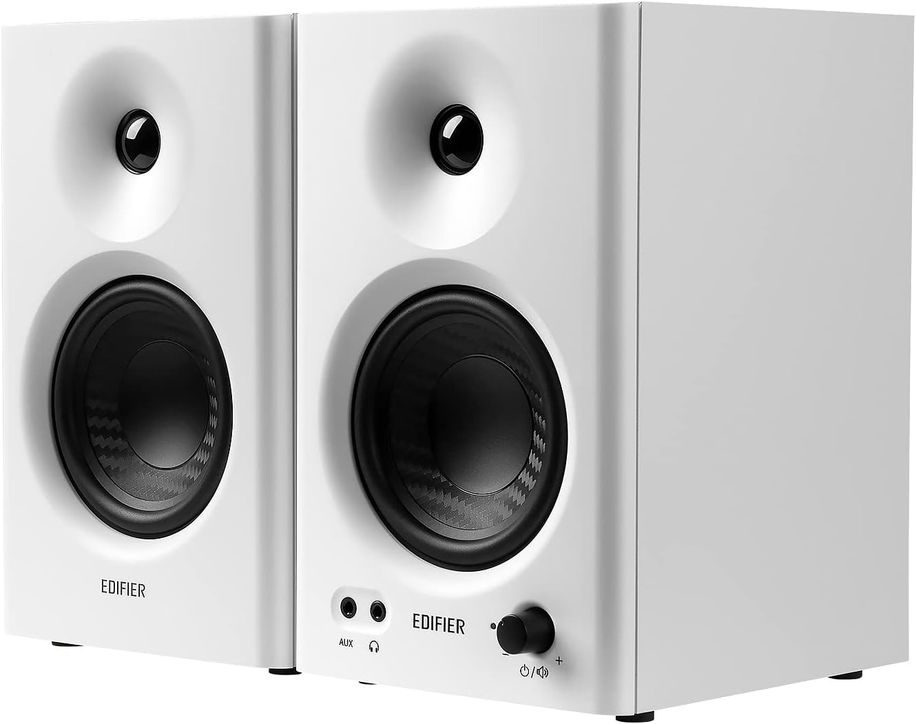 MR4 Powered Studio Monitor Speakers, 4" Active Near-Field Monitor Speaker - White (Pair)