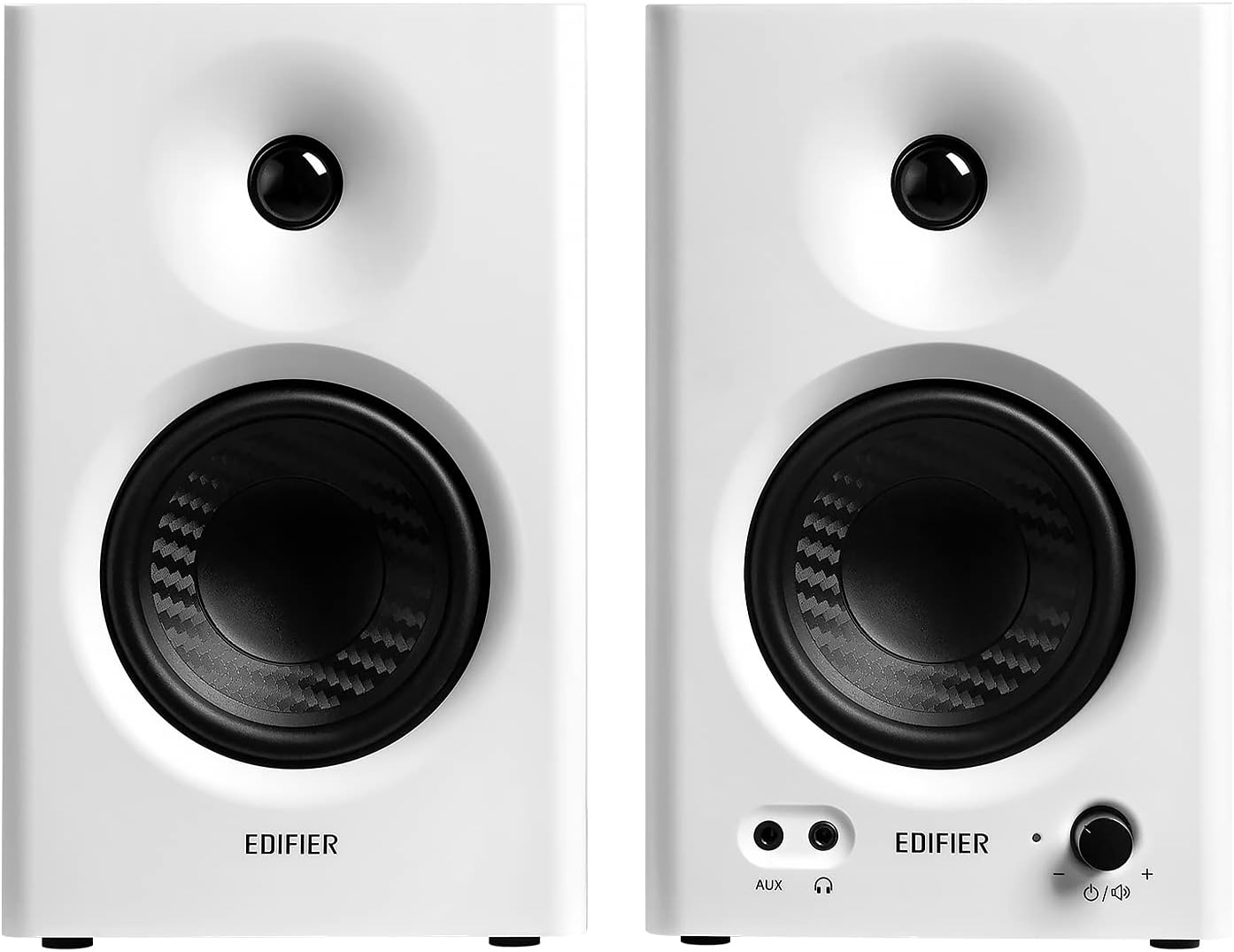 MR4 Powered Studio Monitor Speakers, 4" Active Near-Field Monitor Speaker - White (Pair)